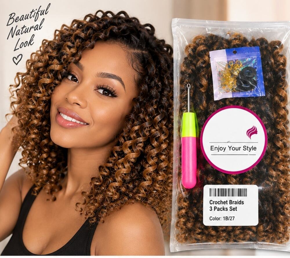 Crochet Braids Hair 2X Ringlet Wand Curl 3 Packs 8 inch Jamaican Twist Braidi